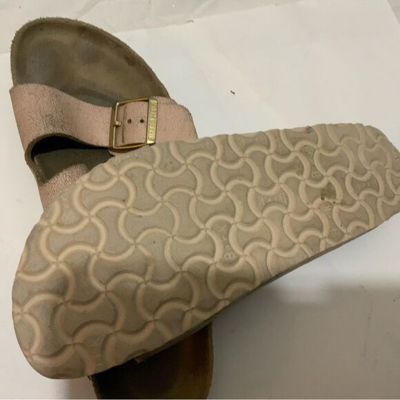 Arizona Birkenstock Washed Metallic Rose Gold Sandals, size 40 L9/ M7 - Picture 6 of 10